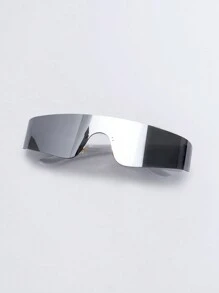 1pc Frameless European And American Y2K Style Metal Fashion Glasses For Summer Beach Vacation, Outdoor, Travel - 銀色 - 查看 2