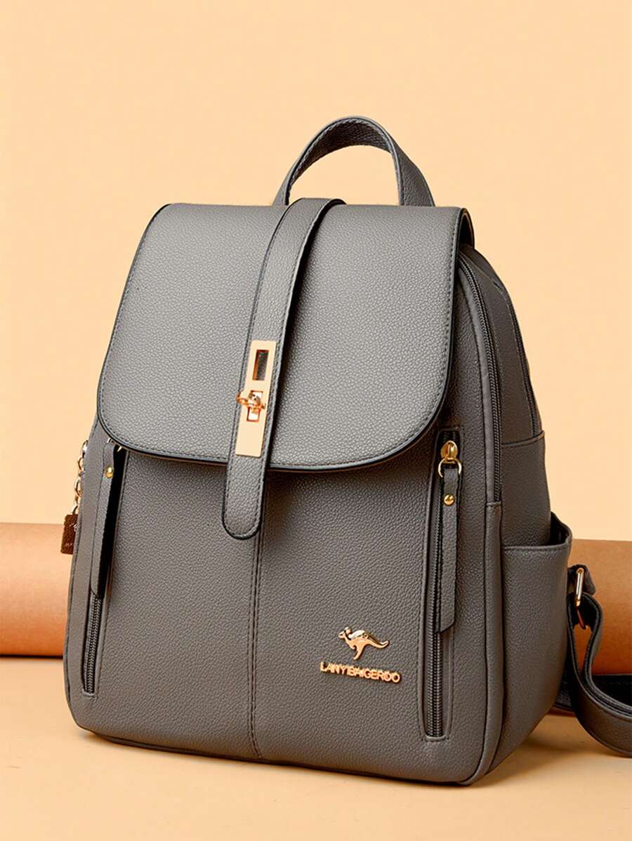 2023 New Korean Style Minimalist Casual Backpack For Women, Versatile Large Capacity Shoulder Bag For Commute, Back To School, School Essential Stuff For Women, Girls & Students - Grey - View 1