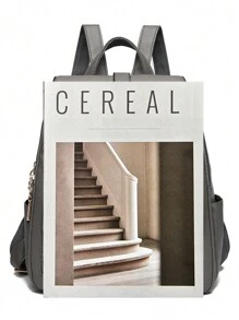 2023 New Korean Style Minimalist Casual Backpack For Women, Versatile Large Capacity Shoulder Bag For Commute, Back To School, School Essential Stuff For Women, Girls & Students - Grey - View 5