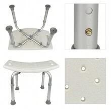 Kurvenförmiger Duschstuhl - Höhenverstellbar-51*39*60.5cm (ohne Duschloch) Weiß