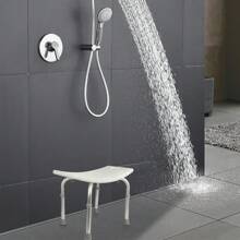 Kurvenförmiger Duschstuhl - Höhenverstellbar-51*39*60.5cm (ohne Duschloch) Weiß