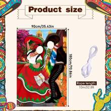 Background Of Mexican Carnival Photography Studio - Vibrant And Eye-Catching Mexican Couple Party Decoration Backdrop Fabric