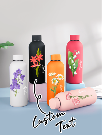 1 st. 500 ml anpassad isolerad mugg, med personligt namn och blomsterdesign, rak cylindrisk kaffekopp, resemugg för bil, personlig isolerad mugg, personlig födelsedagspresent, utsökt brudtärnepresent, högkvalitativ specialanpassad, personlig för årsdagar, för alla hjärtans dag, för mors dag, för födelsedagar, för fars dag, för examen, för bröllop, för inflyttningsfest, redo för brunch