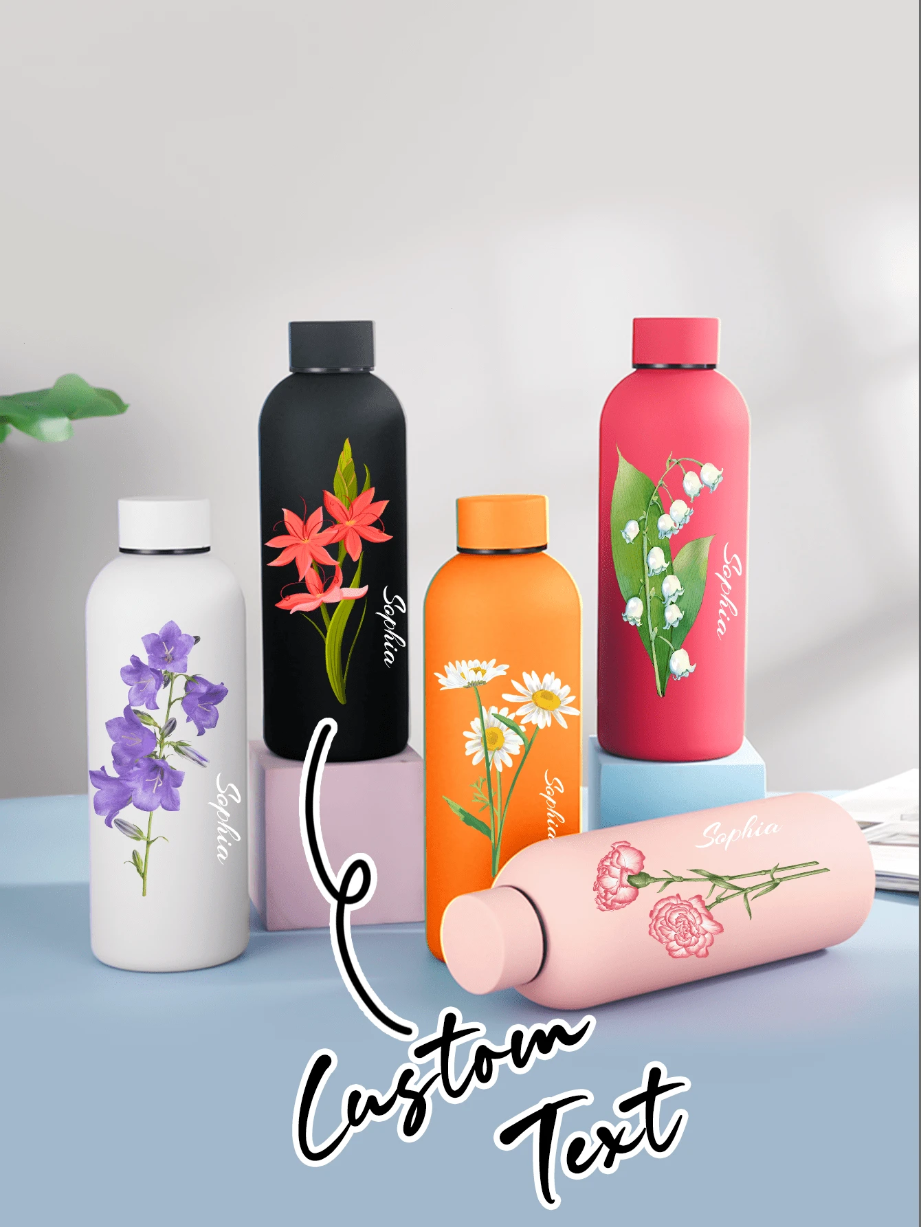 1 szt. 500 ml spersonalizowany kubek termiczny z personalizowanym imieniem i motywem kwiatowym, prosty cylindryczny kubek do kawy, kubek podróżny do samochodu, spersonalizowany kubek termiczny, spersonalizowany prezent urodzinowy, prezent dla druhny, wykwintny, wysokiej jakości, spersonalizowany na rocznice, na Walentynki, na Dzień Matki, na urodziny, na Dzień Ojca, na ukończenie szkoły, na wesela, na parapetówkę, gotowy na brunch