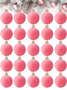 12 decorațiuni de Crăciun pentru brad, bile de catifea lucrate manual, decorațiuni de Crăciun cu bile de catifea roz, decorațiuni de Crăciun cu bile de 3,15 inci, bile din plastic plușate, ornamente de Crăciun suspendate, ornamente de Crăciun plușate pentru petreceri, bile de catifea lucrate manual, decorațiuni de Crăciun pentru brad, bile de catifea de Crăciun (produsul include frânghie)