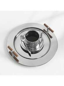 1PC Nordic Home Storage Tray z drewnianym uchwytem Taca na herbatę Pulpit Kawa Przekąski Wykończenie Taca Talerze obiadowe ze stali nierdzewnej Najlepsze prezenty Urodziny Akcesoria kuchenne Wystrój kuchni Tace stołowe Taca na owoce Wystrój tacy