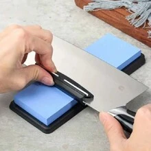 3pcs Professional Diamond Sharpening Stones With Plastic Angle Guide - Durable Kitchen Knife Blade Sharpener Set, Non-Electric Manual Sharpening System - Black - View 4