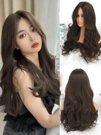 Lace Front Wig For Women, 21 Inch Long Curly Heat Resistant Synthetic Fiber Hairpiece Suitable For Girls Daily Wear And Party Use