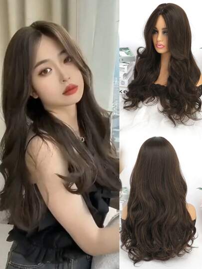 Lace Front Wig For Women, 21 Inch Long Curly Heat Resistant Synthetic Fiber Hairpiece Suitable For Girls Daily Wear And Party Use