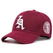 1pc Unisex Fashionable Gothic LA Embroidered Hip Hop Cap, Adjustable Outdoor Sun Protection Baseball Cap Snapback Hat, Suitable For Spring, Autumn, Casual Street Party, Polyester Embroidered Design