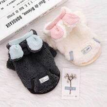 1 件宠物运动衫，适合狗和猫的温暖舒适宠物衣服，适合小型宠物的秋冬季加厚保暖服装 - 灰色 - 查看 4