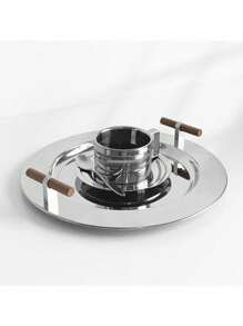 1PC Nordic Home Storage Tray z drewnianym uchwytem Taca na herbatę Pulpit Kawa Przekąski Wykończenie Taca Talerze obiadowe ze stali nierdzewnej Najlepsze prezenty Urodziny Akcesoria kuchenne Wystrój kuchni Tace stołowe Taca na owoce Wystrój tacy