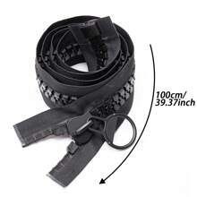 1pc Extra Large Heavy Duty Zipper, 20# Resin Teeth Open-End Zipper, No Lock Puller, Customizable Lengths: 80cm/100cm/150cm/200cm, Suitable For Tents, Bags, Etc. - Black - View 14