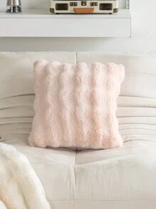 1 件超柔软仿兔毛抱枕套 - 纯色，波浪设计，适合客厅和卧室的舒适家居装饰，拉链开合，可手洗 17.7*17.7 英寸