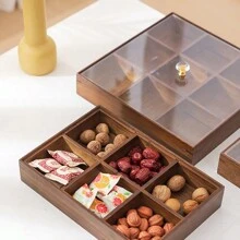1pc 坚果盘家用分格托盘新中式客厅茶点盘创意收纳盒