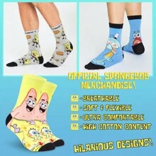 SPONGEBOB Socks Pack Of 5 Crew Soft Breathable Work Sports Casual Size 6-10 Gift - Multicolor - View 5
