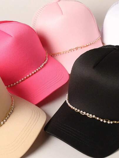 1 st Fashionabla pärlhattkedja, unisexdekoration för Hiphop baseballkeps, mångsidig för fest och dagligt bruk