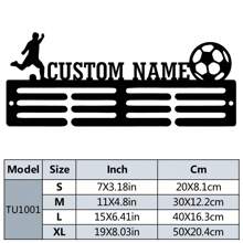 1pc Personalized Custom Football Medal Holder, Custom Name Custom Football Medal Hanger, Metal Display Awards Wall Metal Art For Living Room