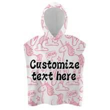 1pc Customizable Cartoon Pattern Wearable Bathrobe, Cute Personalized Super Soft Fiber Hooded Poncho Towel, Quick-Dry Absorbent, Suitable For Swimming, Travel, Beach Bathroom Decor Summer - Multicolor - View 3