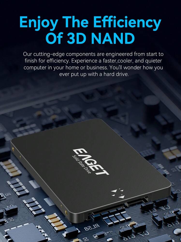 EAGET 480GB ポータブル SSD、2.5インチ SATA III インターフェース