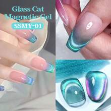 8pcs Cat Eye Gel Nail Polish Magic 9D Magnetic Gel Nail Polish Set, Includes Magnetic Stick And Soak-Off Nail Polish - Multicolor - View 4