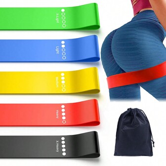 Set Of 5 Resistance Loop Exercise Bands For Legs And Butt, Mini Workout Bands For Women Fitness Home Gym, Ideal For Yoga, Strength Training, And Pilates Gym Accessories