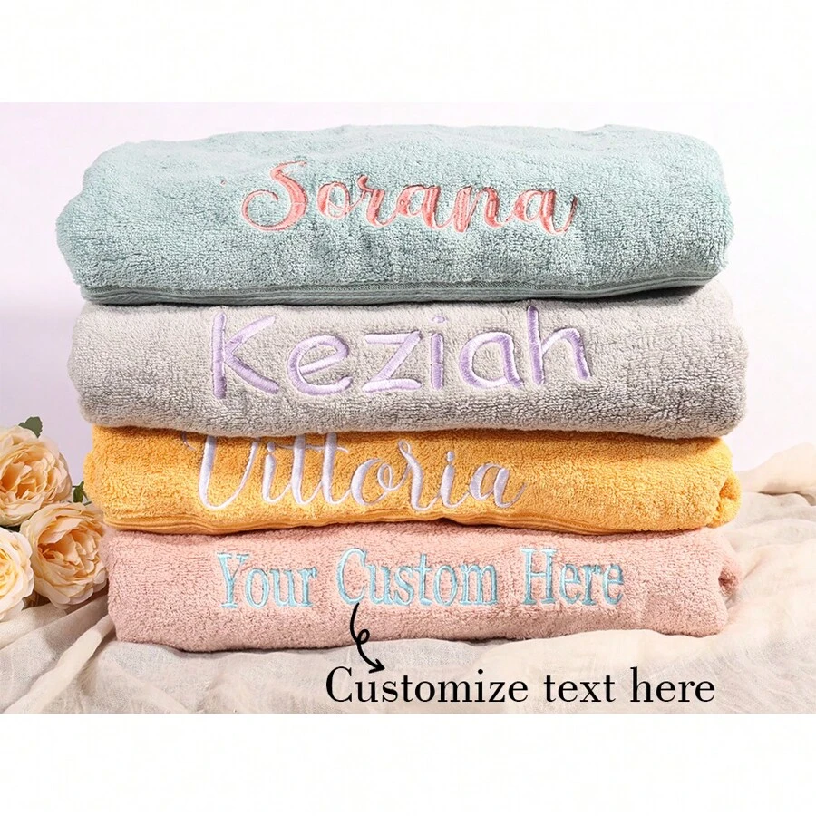 Custom Embroidered Bath Towels, Personalized Towels/Bath Towels, Custom Bath Towels, Personalized Towel/Bath Towel Sets, Monogrammed Bath Towels, Ornamental, Breathable Comfortable For Anniversaries For Anniversaries, For Valentine's Day, For Mother's Day, For Birthdays, For Father's Day, For Graduation, For Weddings, For Housewarming,Warm Ambience Shower Towels For Beauty Salon, Hotel Sports,Home Essentials, Towel, Skin Care,Xmas Decoration,Elegant Living ,Forever Love