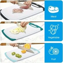 Set de 3 tocătoare din plastic - Tocător antiderapant, ușor de curățat, pentru carne, fructe, legume - Bloc de măcelar, accesorii esențiale de bucătărie - Multicolor - Vizualizare 3