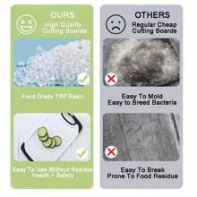 Set de 3 tocătoare din plastic - Tocător antiderapant, ușor de curățat, pentru carne, fructe, legume - Bloc de măcelar, accesorii esențiale de bucătărie - Multicolor - Vizualizare 11