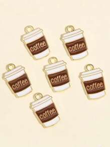 10pcs Coffee Charm Pendant, DIY For Earrings And Necklaces