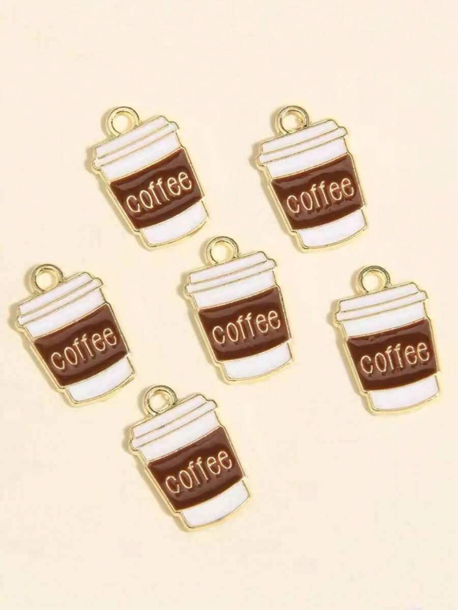 10pcs Coffee Charm Pendant, DIY For Earrings And Necklaces