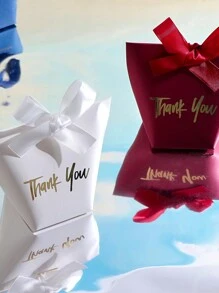 10 High-End Paper Gift Boxes, Elegant Golden Thank You Text, And Exquisite Ribbons, Perfect For Daily Gifts, Wedding Small Gift Packaging, Party Gift Boxes, Holiday Gifts, Etc.,