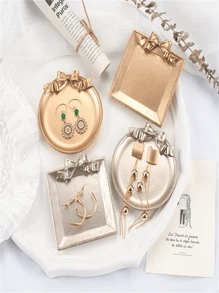 10/5/4/3/1pc Bow Jewelry Tray, 1 Metal Resin Storage Tray, Vintage Wedding Cake Storage Tray, Ring Jewelry Bedroom Tray, Vintage Style Mini Tray, Jewelry Shooting Props Back To School
