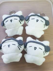 1pc Cute Casual Iron Alloy Plush Cat Keychain, Cats With Headphones And Crying Cat, Random Delivery Valentine's Day Gift Souvenir Car Accessories Bag Charm School Cartoon Goth Y2k