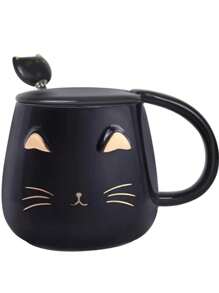 可爱咖啡杯、手工茶杯、水杯、夏季和冬季饮具、礼品、猫咪马克杯、爱猫人士礼品、陶瓷杯、带盖新奇马克杯和不锈钢勺子、儿童、女士和女孩生日礼物、可爱猫咪手工茶杯、独特的热巧克力杯、复活节礼物、母亲节礼物、父亲节礼物、学生返校礼物、毕业礼物、送给朋友的礼物、送给同学的返校礼物 - 彩色 - 查看 14