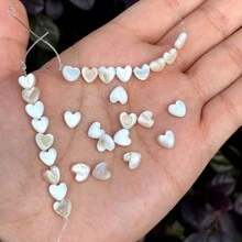 20 件天然白色贝壳心形珠子，6 毫米尺寸，用于制作耳环项链、DIY 珠宝工艺用品 - 米色 - 查看 5