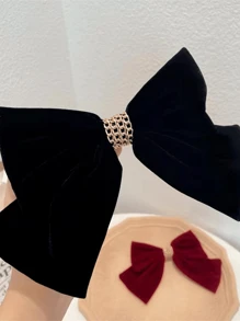 1pc Long Velvet Hair Bow Black Bow Hairpin Ribbon Velvet Hairpin Big Bow Hairpin Hairpin Velvet Bow Hairpin Headpiece Ladies Hairstyle Valentine's Day Accessories Valentines Hair Clips Claw Clips Hair Claws Hair Slide Hair Barrettes, School Stuff, Hair Accessories - Black a - View 4