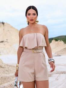 Premium Tailored Jumpsuit With Fringe And Elegant Belt Spring/Summer Fashion - Krem - View 5