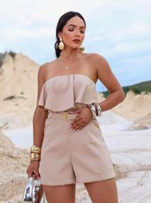Premium Tailored Jumpsuit With Fringe And Elegant Belt Spring/Summer Fashion - Krem - View 3