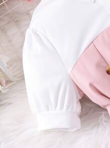 Tween Girls Summer Short Sleeve Polo Collar 2 In 1 Patchwork Casual Dress (With Belt) - Pink - View 4
