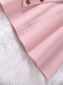 Tween Girls Summer Short Sleeve Polo Collar 2 In 1 Patchwork Casual Dress (With Belt) - Pink - View 7
