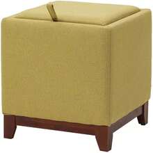 Ottomans Foot Stool With Storage,Square Foot Rest Stool Seat,Upholstered Soft Footrest Stool,Solid Wood Feet Sofa Coffee Table Footstool (Green) - Dark Grey - View 5