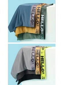 10 Pcs Assorted Solid Color & Printed Pattern Men's Boxer Briefs, Comfortable Elastic Waist Sports Underwear, Fashion Men's Innerwear, Random Print Designs - Multicolor - View 6