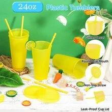 10pcs Reusable Glitter Plastic Cups With Lid And Straws, 24oz Colorful Bulk Party Cups, Cold Travel Cups, Suitable For Ice Drinks, Water, Coffee, Parties, Gatherings, Camping, Water Bottles