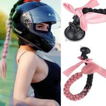 Extensions de cheveux synthétiques d'1 pièce seul tenant avec tresses en rampe dégradée de 20 pouces avec ventouse pour casque. Idéal pour la décoration de moto. - Multicolore - Voir 24