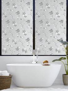 1卷复古花卉图案窗户隐私膜，3D磨砂花卉静电吸附膜，无粘性可重复使用，适用于家庭、厨房、客厅（17.53*118英寸）