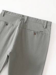 Men's Slim-Fit Stretch Cotton Fashion Casual Chino Pants - 灰色 - 查看 5