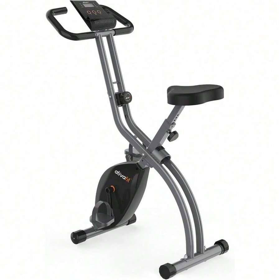 Bicicleta estática plegable ATIVAFIT de 3 en 1 con resistencia magnética, para entrenamiento en casa con modo vertical y reclinado - Gris - Ver 1