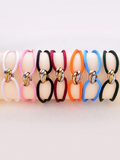 1 Stück handgefertigtes, verstellbares Armband aus Edelstahl mit 3 Ringen in 3 Farben, rund, Cut Out, dünn, Geschenk für Paare