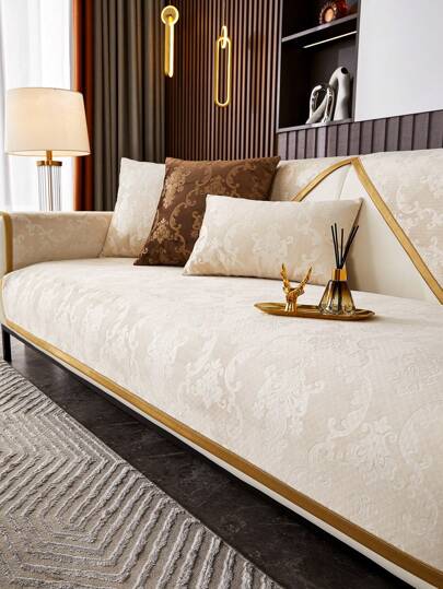 1 pezzo Cuscino per divano con motivo floreale classico europeo e fogli dorati, adatto per tutte le stagioni, design moderno antiscivolo, adatto per ufficio, camera da letto, soggiorno e amichevole per gli animali domestici, lavabile in lavatrice